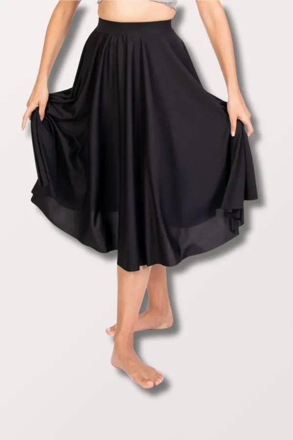 Womens Character Dance Below-The-Knee Circle Skirt - Black