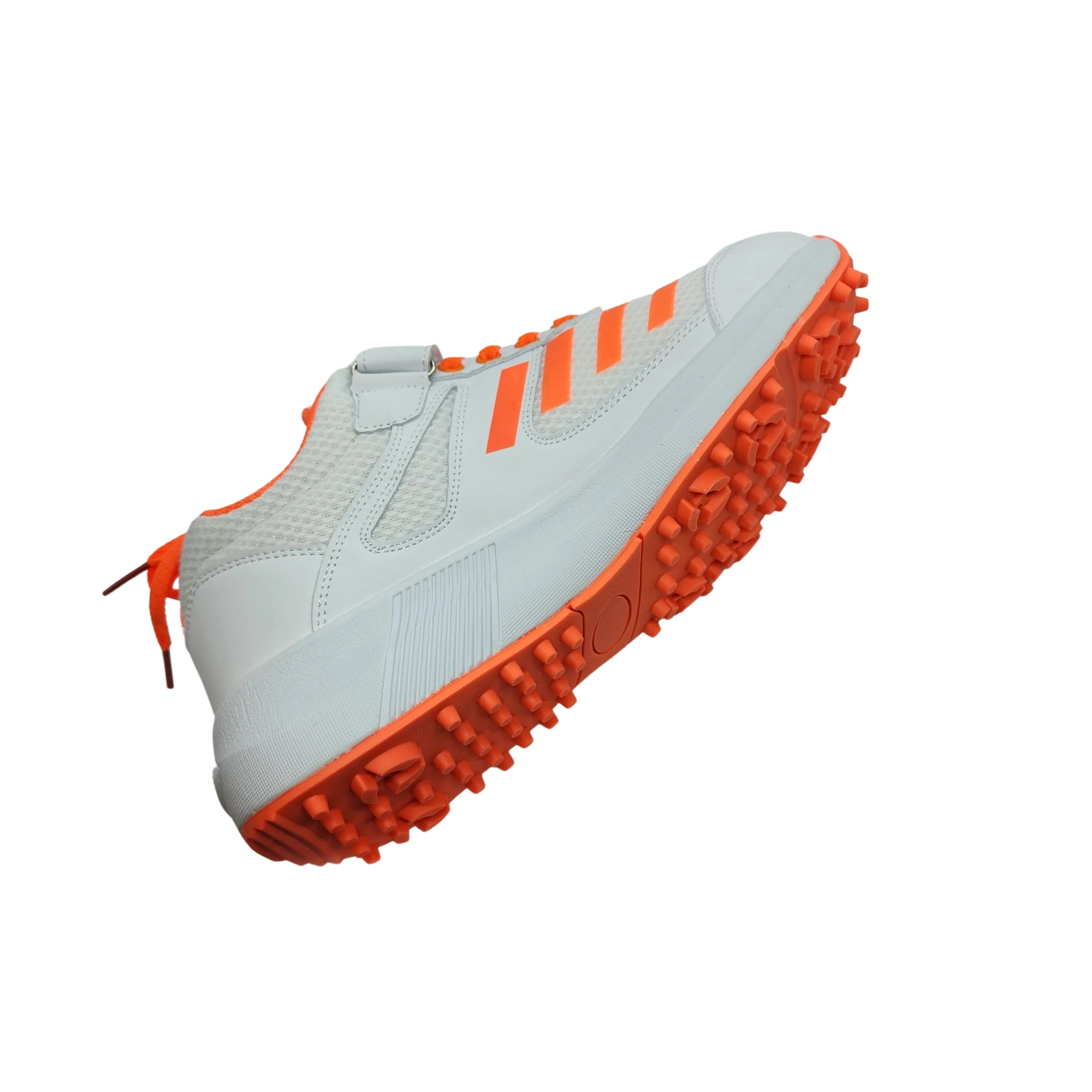 Zee Sports Cricket Shoes Rubber Spike Allrounder Mid Height With An Extra Non Slip Gel in-sole, Orange Color