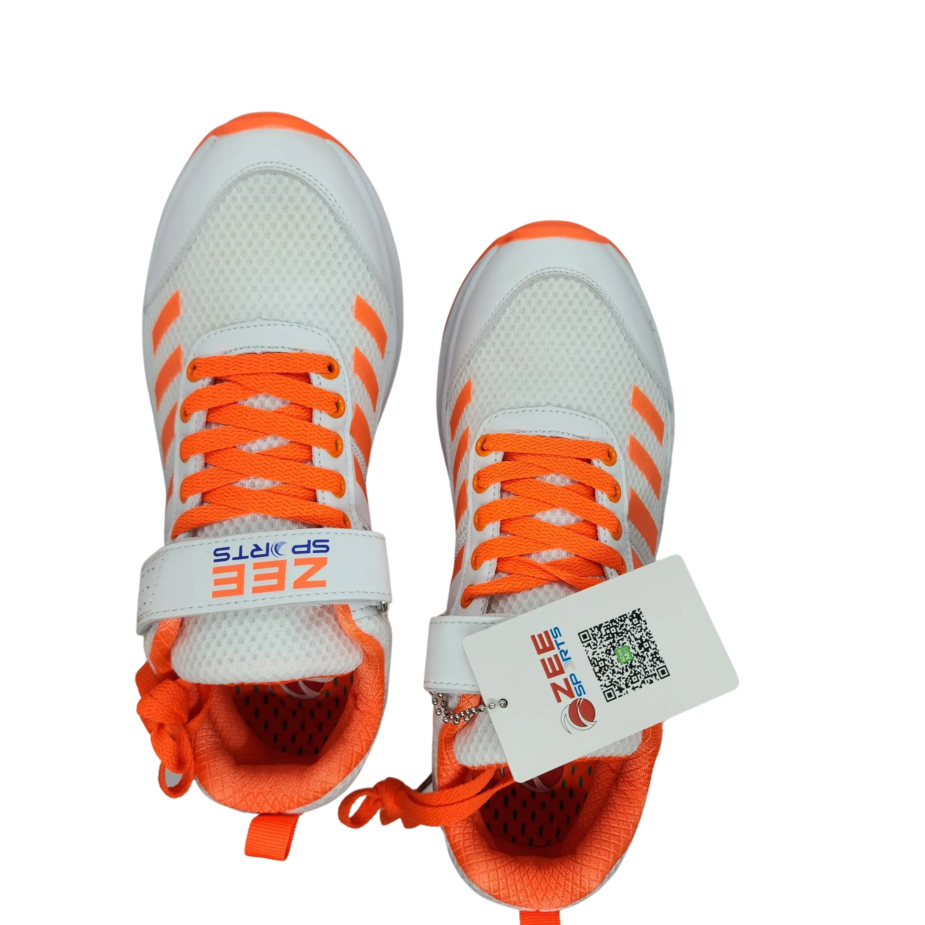 Zee Sports Cricket Shoes Rubber Spike Allrounder Mid Height With An Extra Non Slip Gel in-sole, Orange Color