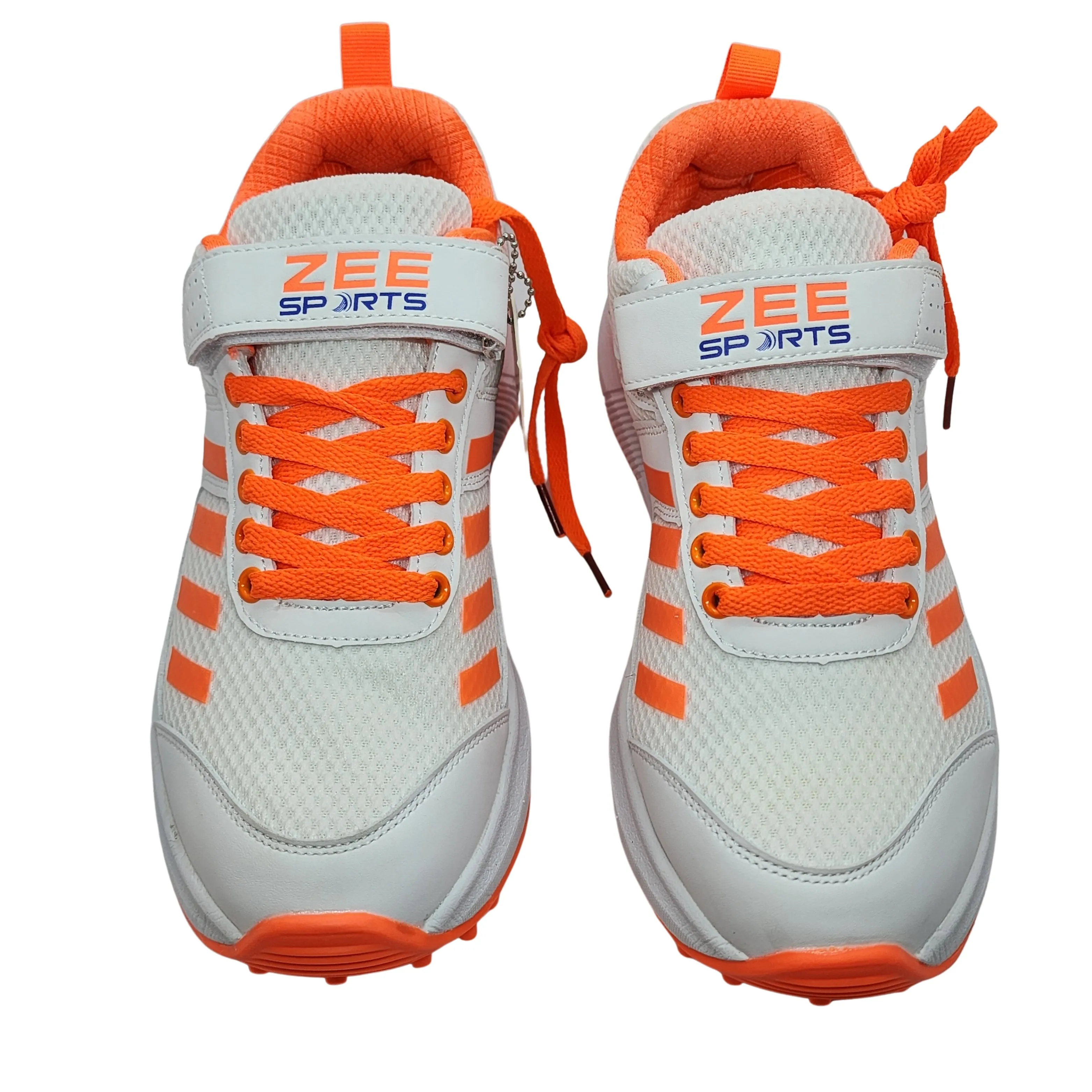 Zee Sports Cricket Shoes Rubber Spike Allrounder Mid Height With An Extra Non Slip Gel in-sole, Orange Color