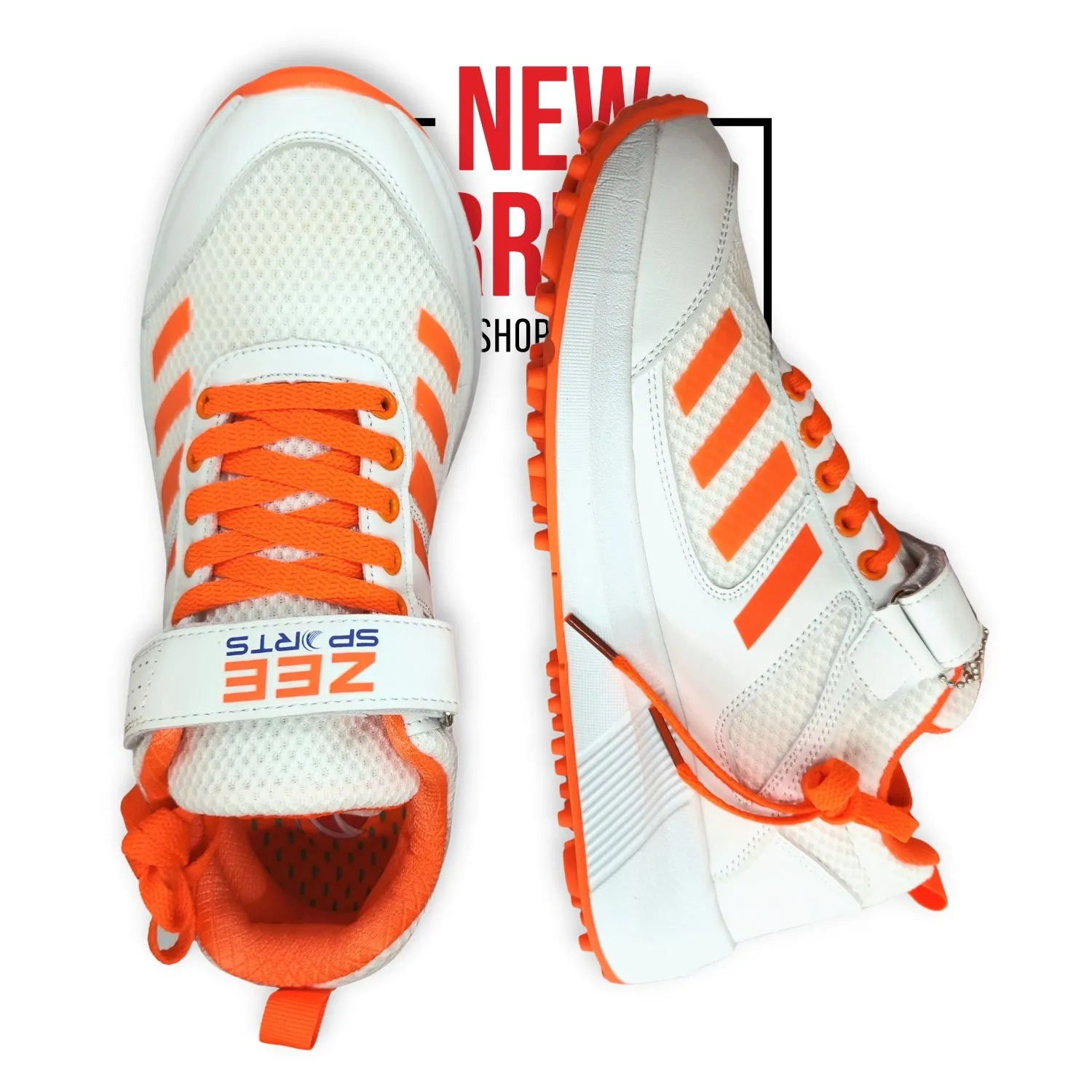 Zee Sports Cricket Shoes Rubber Spike Allrounder Mid Height With An Extra Non Slip Gel in-sole, Orange Color