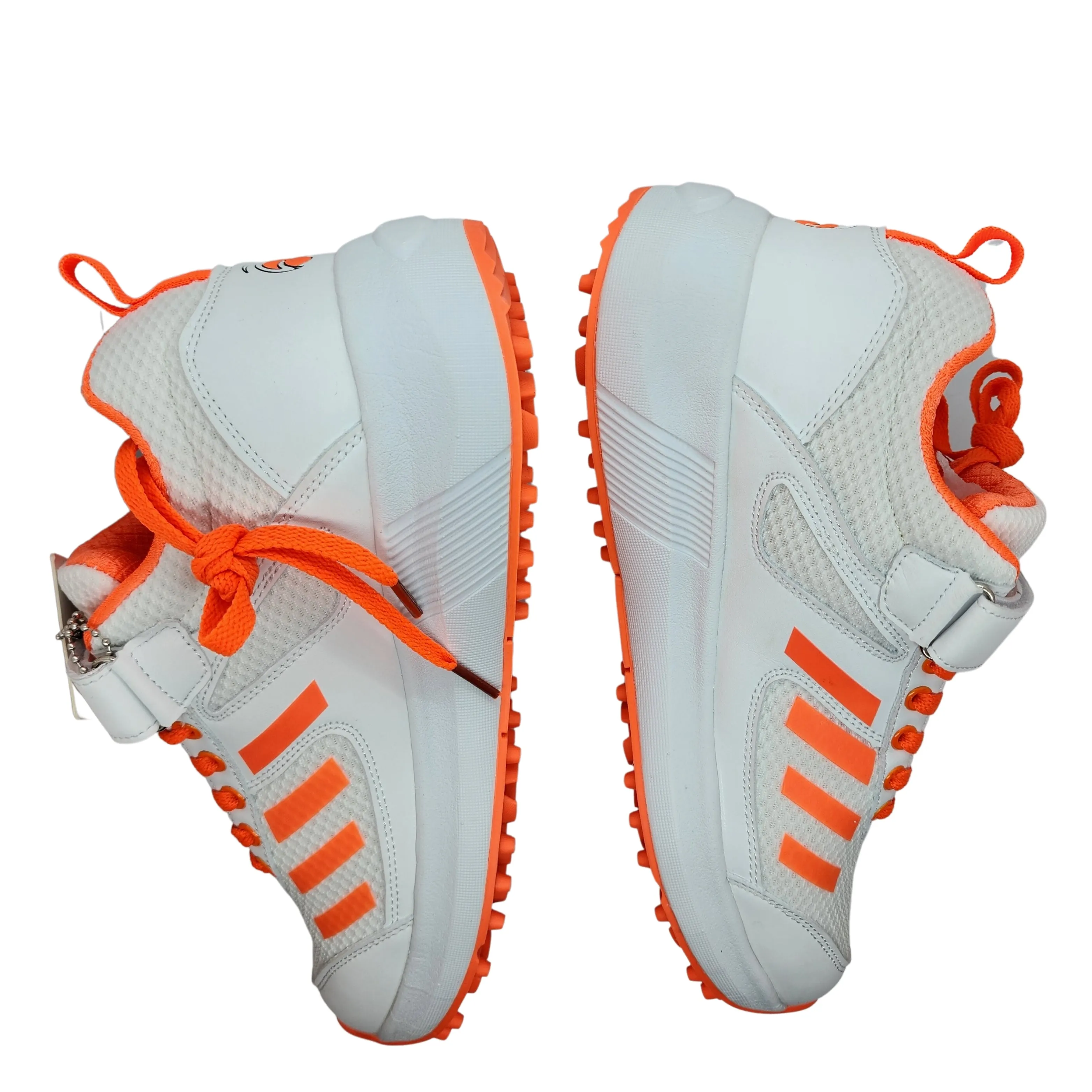 Zee Sports Cricket Shoes Rubber Spike Allrounder Mid Height With An Extra Non Slip Gel in-sole, Orange Color