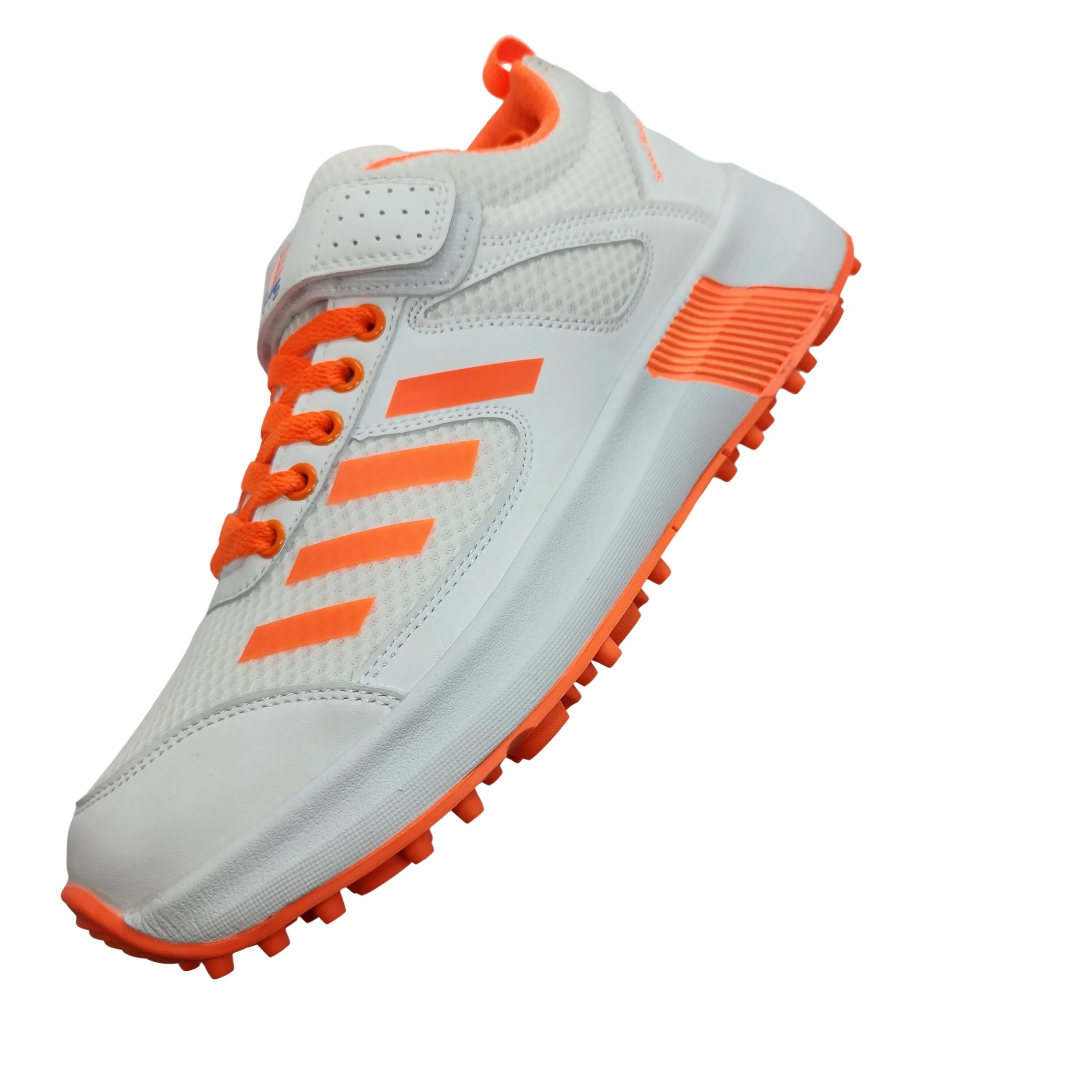 Zee Sports Cricket Shoes Rubber Spike Allrounder Mid Height With An Extra Non Slip Gel in-sole, Orange Color