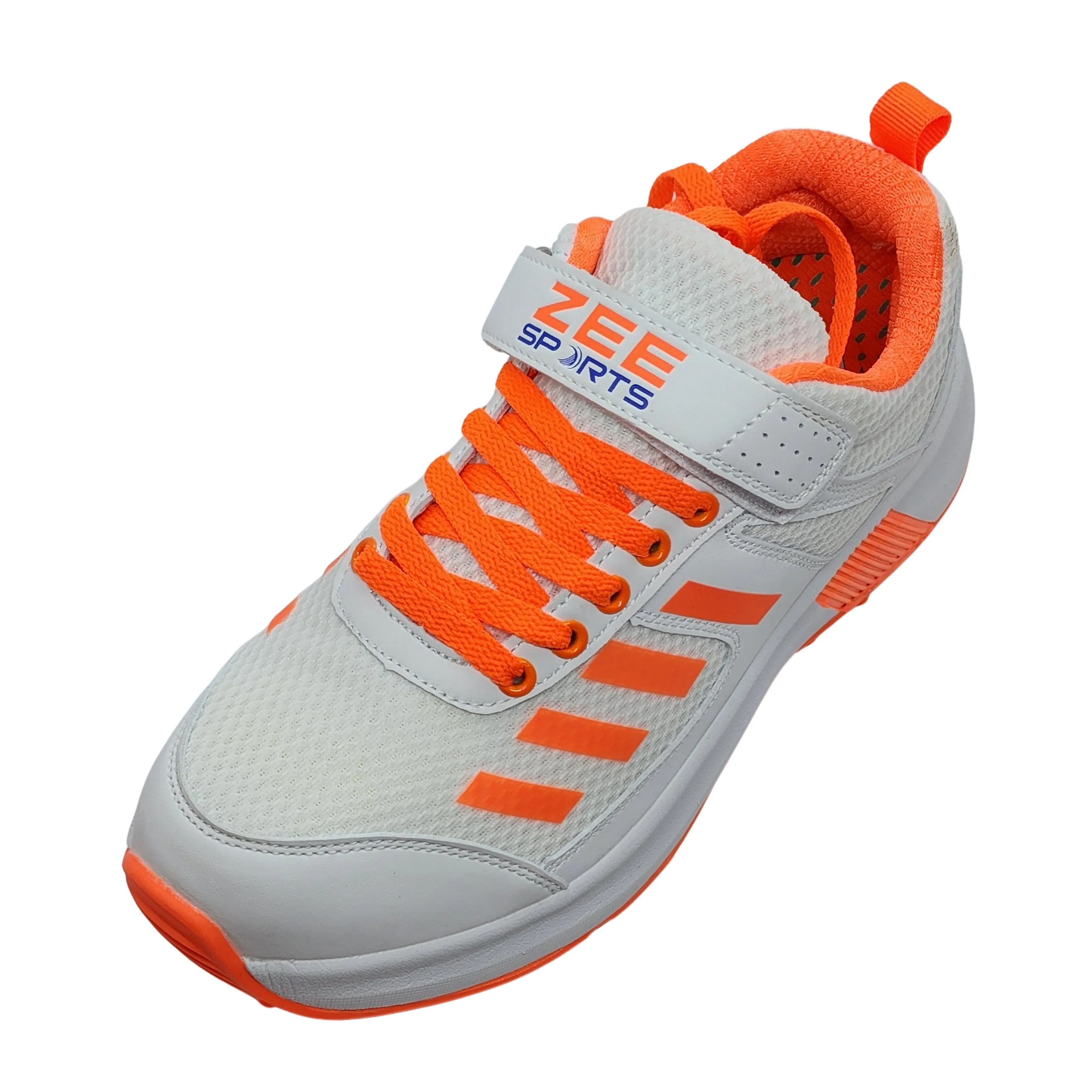 Zee Sports Cricket Shoes Rubber Spike Allrounder Mid Height With An Extra Non Slip Gel in-sole, Orange Color