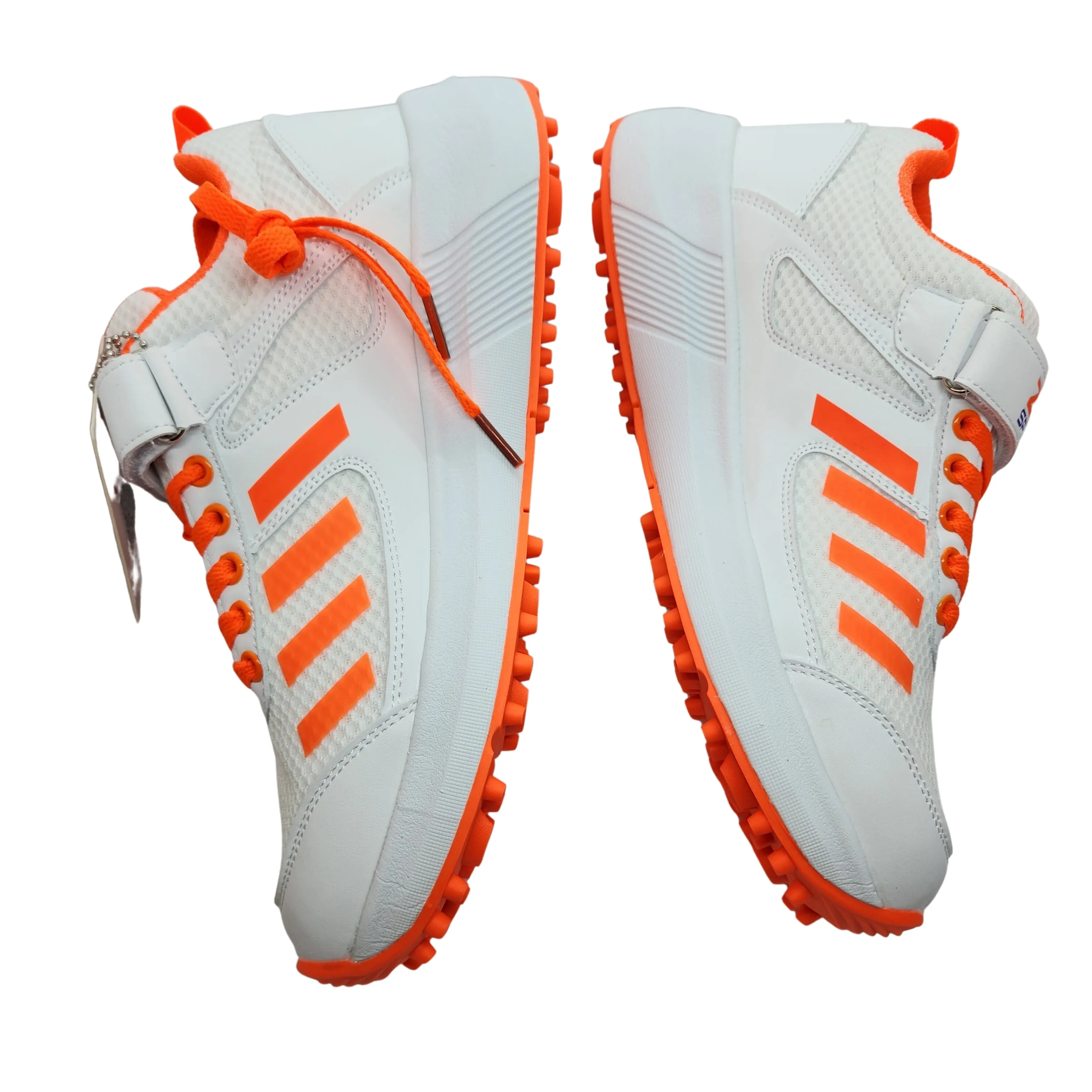 Zee Sports Cricket Shoes Rubber Spike Allrounder Mid Height With An Extra Non Slip Gel in-sole, Orange Color