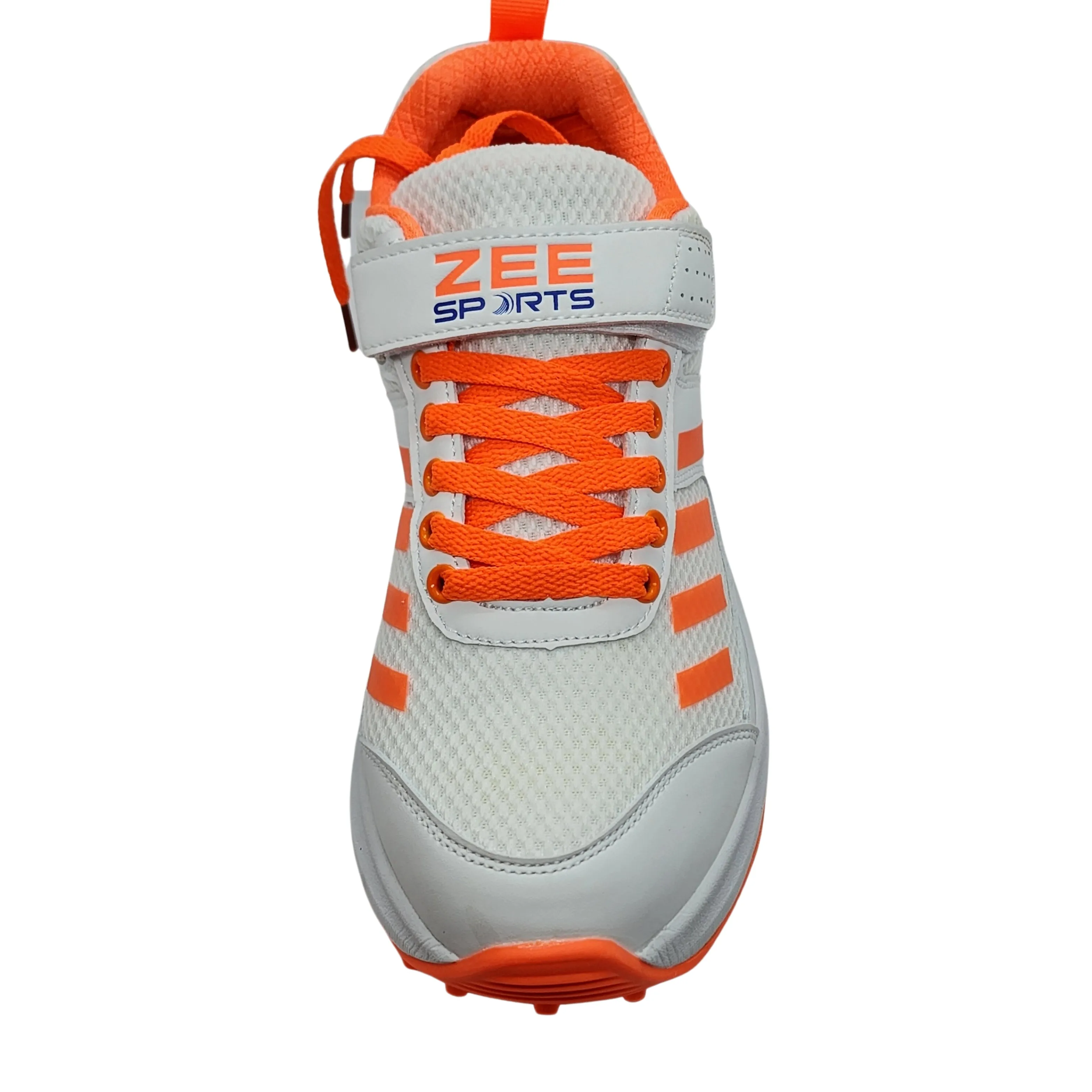 Zee Sports Cricket Shoes Rubber Spike Allrounder Mid Height With An Extra Non Slip Gel in-sole, Orange Color